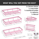 Adhesive Shower Caddy Organizer Shelves Rack - 5 Pack Corner Bathroom Storage Or