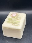 Vintage Incolay Cream Pink Rose Small Jewelry Trinket Keepsake 3  Box  30