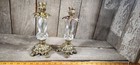 Pair Antique Hollywood Regency Style Ornate Gold Cast Brass  Candlestick Holders