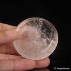92g 51mm Natural Clear Quartz Crystal Coin Palm Worry Stone Healing Chakra Reiki
