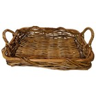 Rustic Woven Rattan Basket Tray With Handles 20 5    Serving Decor