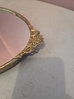Vintage Classic Oval Gold Toned Vanity Dresser Table Top Mirror Tray