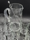 22 Pc Matsuda Glass Set- 48 Oz Pitcher With Stirrer And 20 Glasses Etched Design