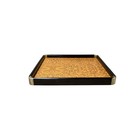 Chinoiseries Golden Brown Burl Square Wood Accent Tray Gb314