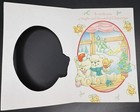 Vintage 1990s Greeting Card Christmas Cute Teddy Bear Cut-out Window   Unused