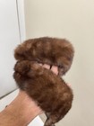Vintage Real Fur Accessory Set Womens One Size Brown Collar Cuffs Trim Cozy