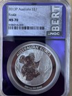 2013 P Australia S 1 Koala 1oz Silver Coin Ngc Ms 70 Bert Label Flawless