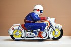 Atc Japan Tin Litho High Way Police Motorcycle Friction Powered  1950 s  Lg 10 
