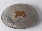 Vintage Western Belt Buckle     Silver   Gold     Floral Engraved     Cowboy Mining