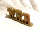 Soapstone Hand Carved Green Elephants Figurine 2  T X 5 1 2  X 1  India