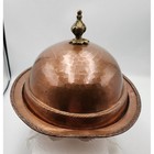 Vintage Hammered Copper Domed Food Server Warmer Dish With Brass Finial