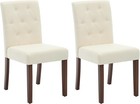 Modern Parsons Dining Chairs Set  Linen Upholstered Chairs Wood Legs  Multicolor