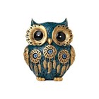 Owl Figurine 4 6 Inch Vintage Blue Gold Evil Eye Statue Hand Painted Shelf