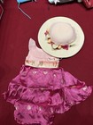 American Girl Doll Clothing Set Pink Dress Cream Hat Outfit 18  Doll