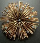 Ciro Turquoise Gold Plated Atomic Brooch Mid Century 1950   s Vintage