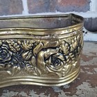 Vtg Brass Engraved Embossed Floral Planter Footed England 15 25    Cottage Patina