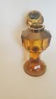 Vintage Antique Amber Faceted Crystal  Inkwell W  Brass Mounts H 7 