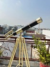 Personalized Vintage-brass Telescope On Wooden Tripod Custom-engraved Nautical S