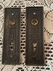 Antique Salvage Ornate Metal Escutcheons door Plate Vgc Set Of 2