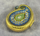 Estee Lauder Solid Perfume Powder Compact  2003 Blue India Paisley  - Unused