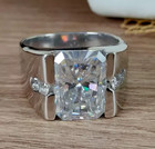 4 00 Ct Radiant Cut Real Moissanite Men s Engagement Ring 14k White Gold Plated