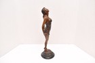 Art Deco Bronze Sculpture Diving Woman Nude Lake Geneva Studio Marble Base 17 