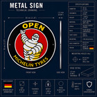 Michelin Bibendum    open For Michelin Tyres    Heavy Metal Sign     30 Cm  11 8    