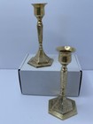 2 Vtg Engraved Brass Candlesticks Taper Candle Holders Floral Flower Engraved