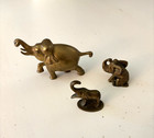 Trio Of Vintage Brass Elephants Trunk Up Good Luck