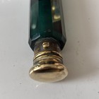 Vintage Antique Victorian Emerald Green Glass Double Ended Perfume Bottle Brass