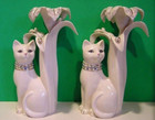 Lenox Ivory Jeweled Cat Candlesticks - Sculpture Set Of 2 -- New In Box With Coa