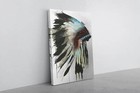 Native Chief Canvas Print  Feathered Hat Wall Art  Tribal Style Home Decor