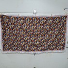 Handmade Christmas Holiday Tablecloth Ornaments Print Lace Edge 74x42