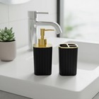 2 Pack Black Gold Bathroom Accessories Set Soap Dispenser Toothbrush Holder