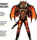 Boys Lava Dragon Costume   Mask Wings Kids Red Fire Lizard Bodysuit Halloween