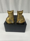 Pair Vintage Solid Brass Cat Figurines  K p  Enterprise  Made In Korea  Rare