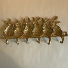 Brass Rabbit Wall Hanging Key Holder Vintage  6 Hooks