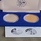 American Space 2-piece Commemorative Medal Set  0 9 Silver Astronaut   Bronze
