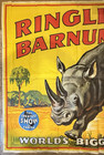 1946 Ringling Bros Barnum Bailey Circus Rhino Canvas Banner - 116x80  menagerie 