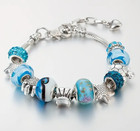Silver Starfish Ocean Seashell Turtle Ocean Murano European Bead Charm Bracelet