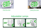 Green Emergency Led Exit Sign Two Rotatable Lamp Battery Backup Ul List  2-pack 