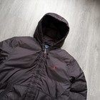 Vtg Polo Ralph Lauren Quilted Down Hooded Puffer Jacket Black Mens Sz Large