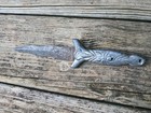 Vintage Cast Metal Necromancer Steel Wavy Blade Dagger Occult Knife Pewter Rare