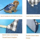 Rabbit Harness And Leash Small Animal Clothes For Guinea Pig  Bunny Plaid Blue