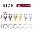 Kopox Lobster Claw Clasps And Open Jump Rings Set  6 8mm  12mm  6 Colors
