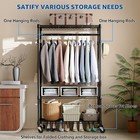 Mzg Heavy Duty Clothing Garment Rack Closet Organizer Rolling Black Shelves 75in
