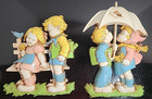 Vintage 1977 Homco Children Nursery Pair Wall Hanging Plaque Home Decor Mud Room