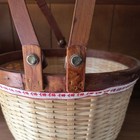 Vintage Nantucket Lightship Style Round Basket W dbl  Swing Handles Cottagecore 