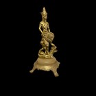 Vintage Pair Of Brass Chinese Statues