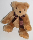 Burton   Burton Beige Jointed Teddy Bear Plush 9  Brown Bow Stuffed Animal Toy